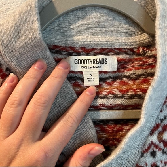 Women’s Goodthreads lambswool red patterned button front cardigan sweater size S - Picture 3 of 4